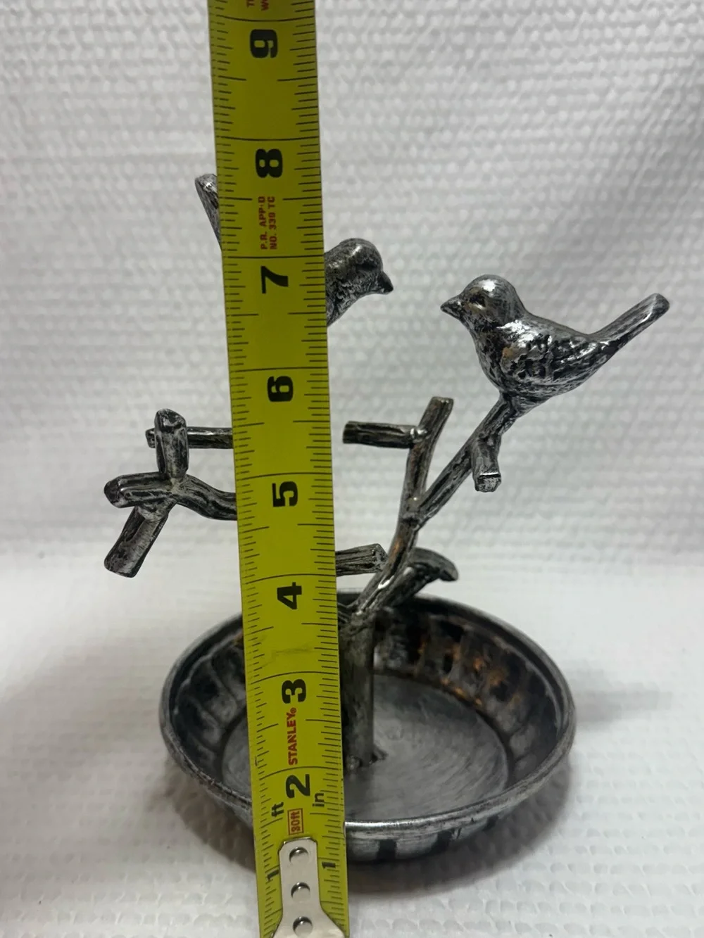 Metal Bird Branch Jewelry Dish - Silver Tone holder
